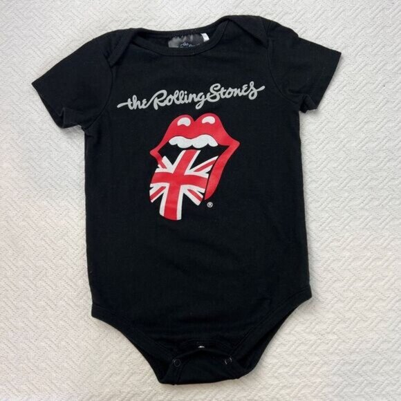 The Rolling Stones 2019 Baby 12-18M Lips Tongue Band Onesie One Piece Black - Picture 1 of 9